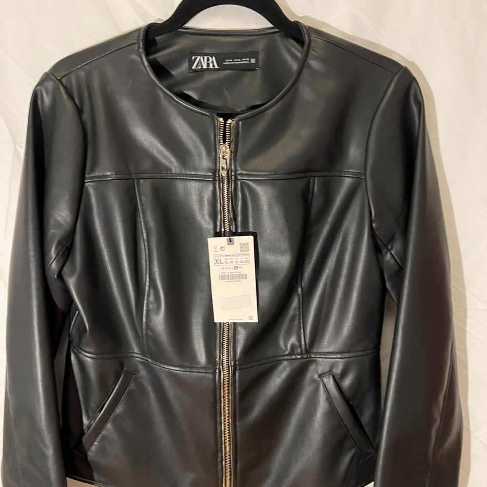 NWT - ZARA Faux Leather Jacket w Zipper